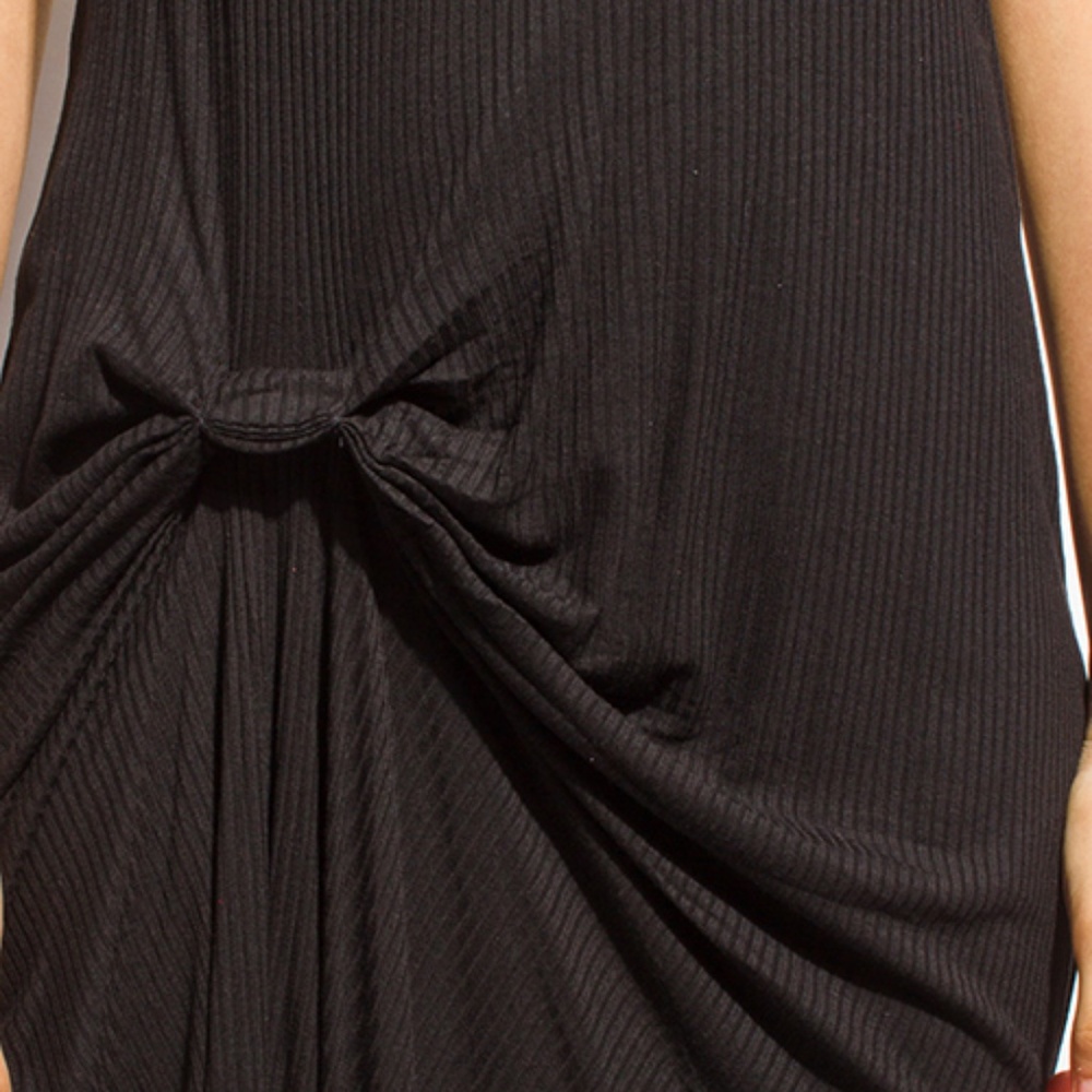NEW black V neck knotted double split maxi dress - Picture 6 of 6